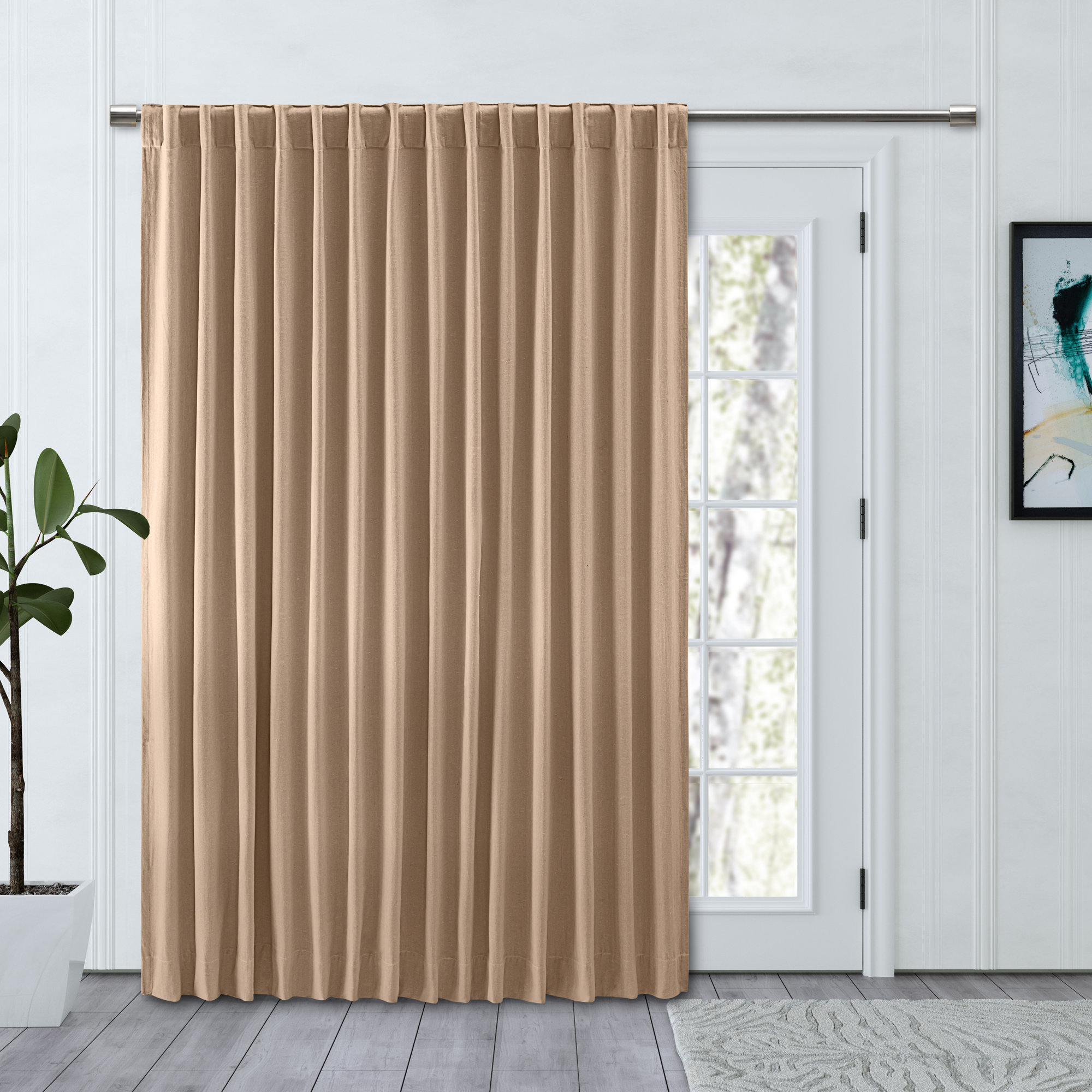 LeeRoy 100% Sustainable Cotton Blend Chevron Texture Room Darkening Thermal Triple-Lined Rod Pocket Panel, 48" W x 84" L