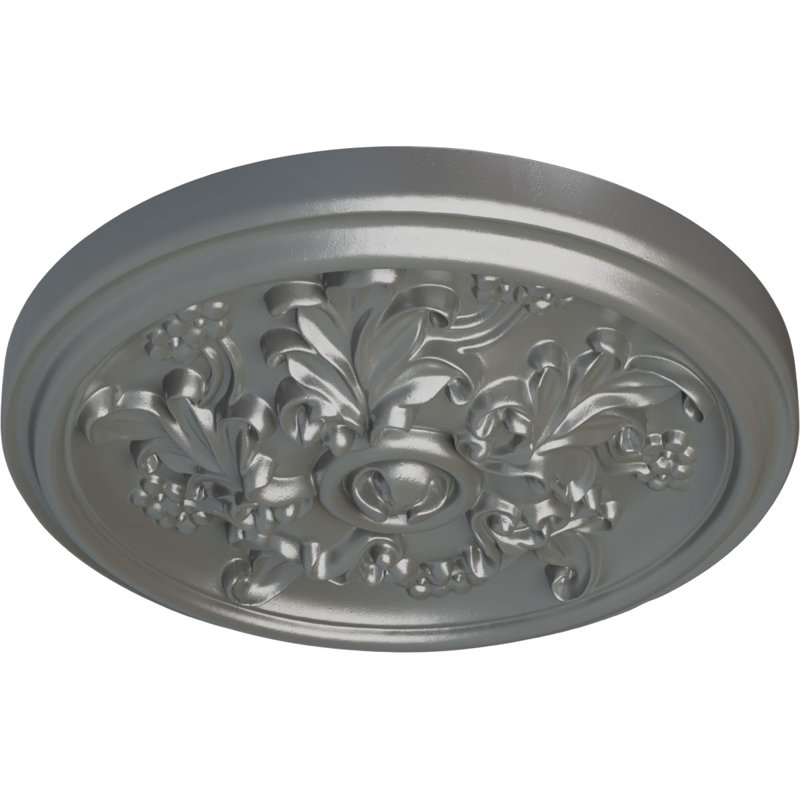 Médaillon de plafond Endurathane Katheryn, DO 14 1/2 po x P 2 3/4 po (convient aux auvents jusqu'à 2 1/8 po), Argent
