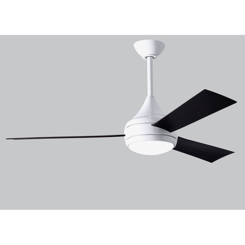 Donaire 52'' Ceiling Fan with LED Lights, Gloss White, Matte Black