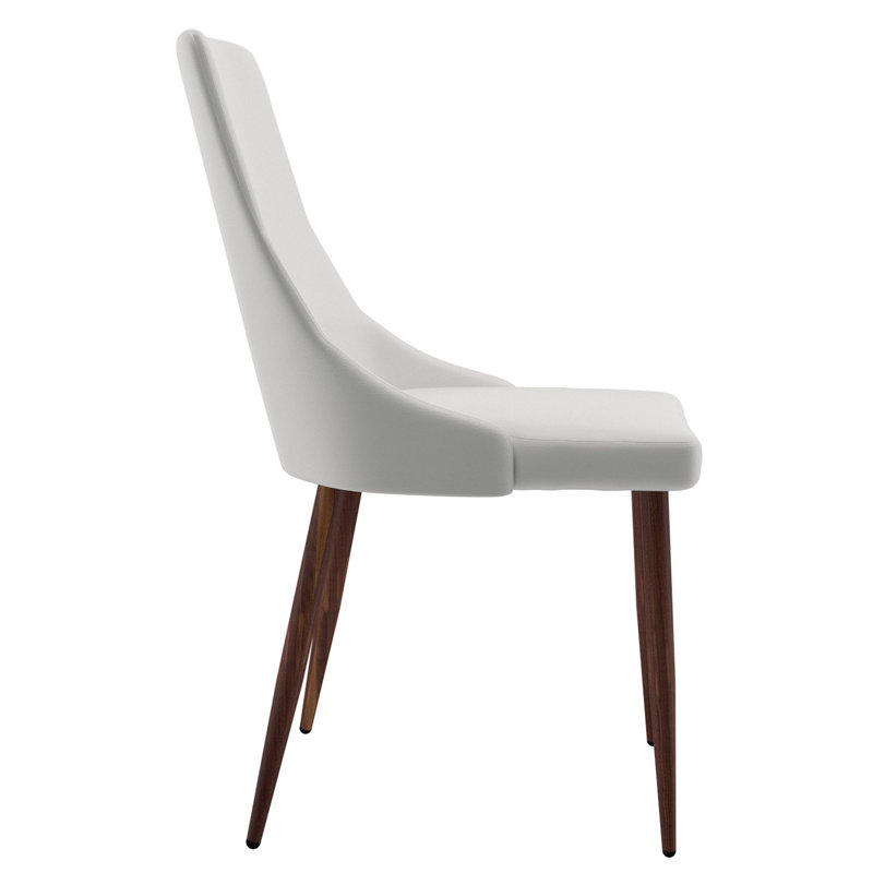 Chaise de salle à manger en simili cuir Henry, blanc et noyer, ensemble de 2