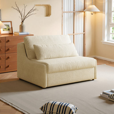 Canapé-lit convertible moderne sans accoudoirs, canapé-lit en chenille de 47,24 po avec rembourrage confortable à 5 couches pour les petits espaces