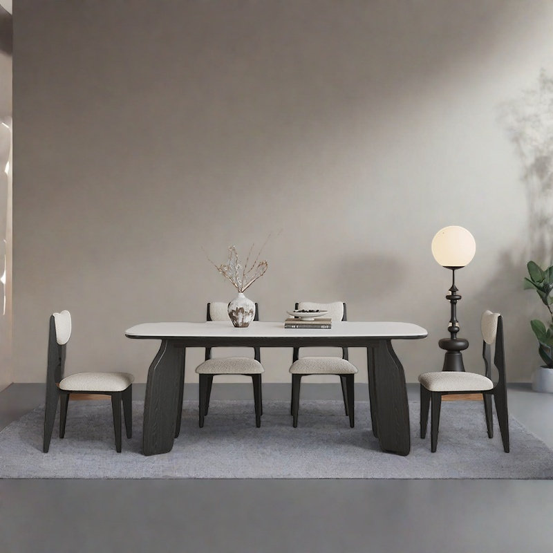 Ensemble table et chaises en bois de frêne, H 29,52 po x L 62,99 po x l 31,49 po
