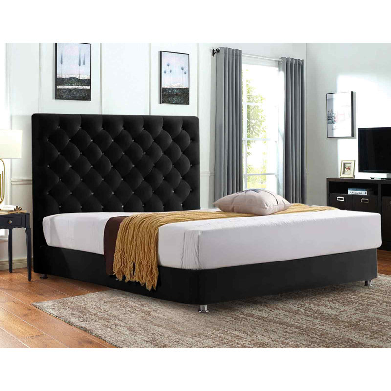 Upholstered Bed, Black, Single (3')