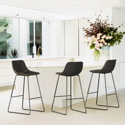 Hambrook Upholstered Faux Leather Counter Stool