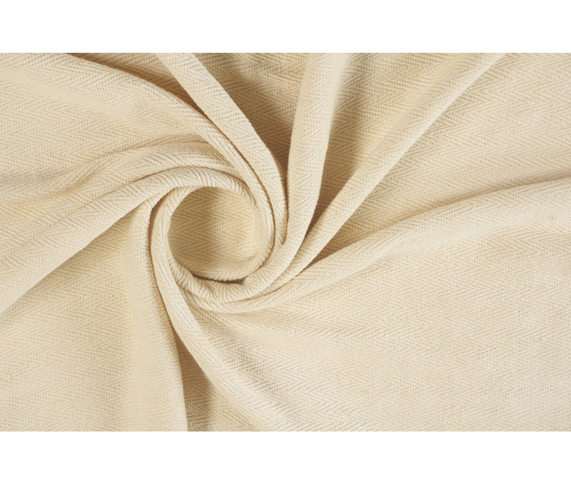 Jeté en coton tissé crème à chevrons