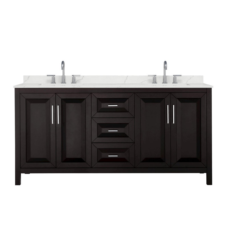 Daria 72'' W Vanity, Giotto Quartz, Brown, Polished Chrome