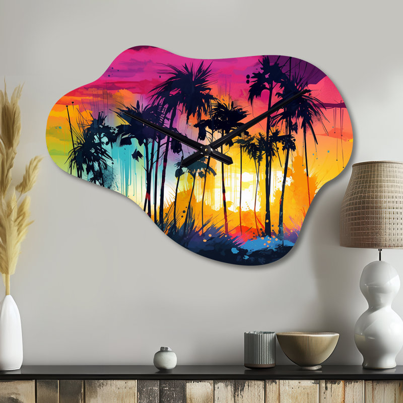 Horloge murale Rudnick Vibrant Palm Trees III - Beach Cloud, Petit
