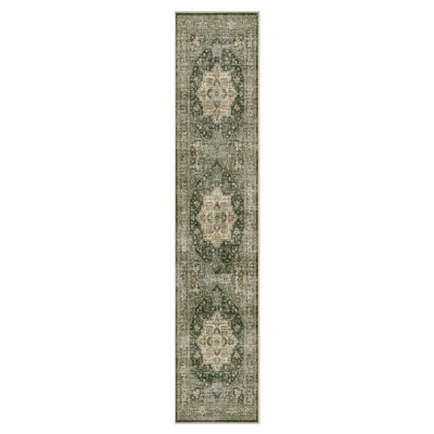 Tapis de couloir vert délavé
