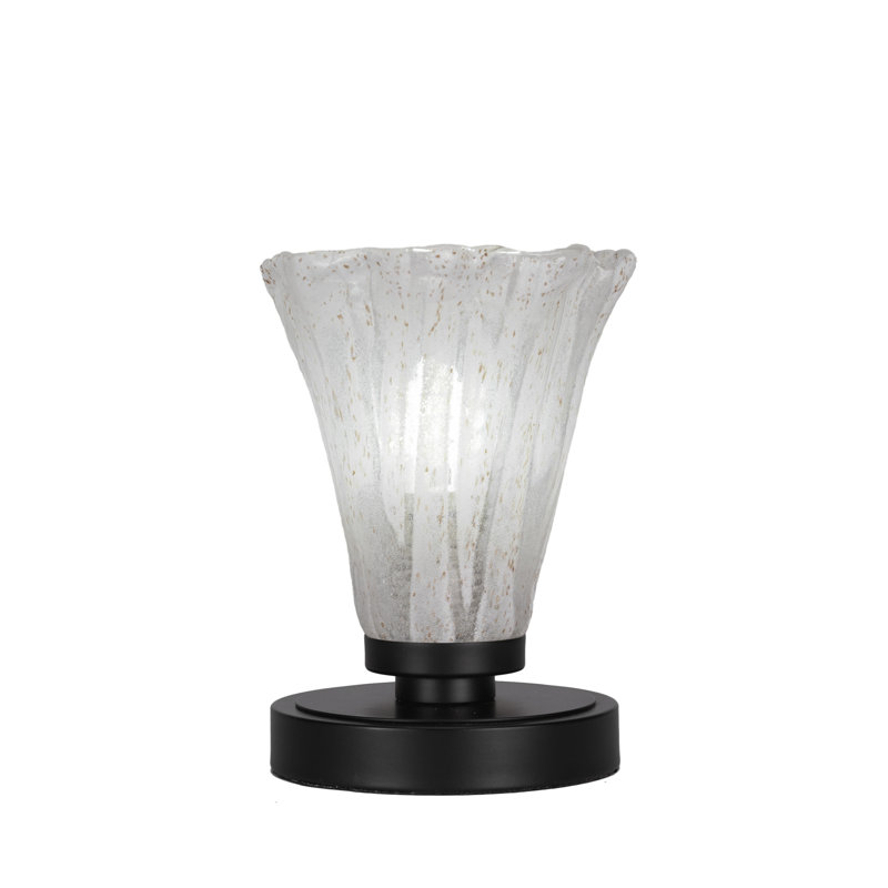 Lampe d'appoint Whitmire présentée en finition noir mat avec verre, Sarcelle