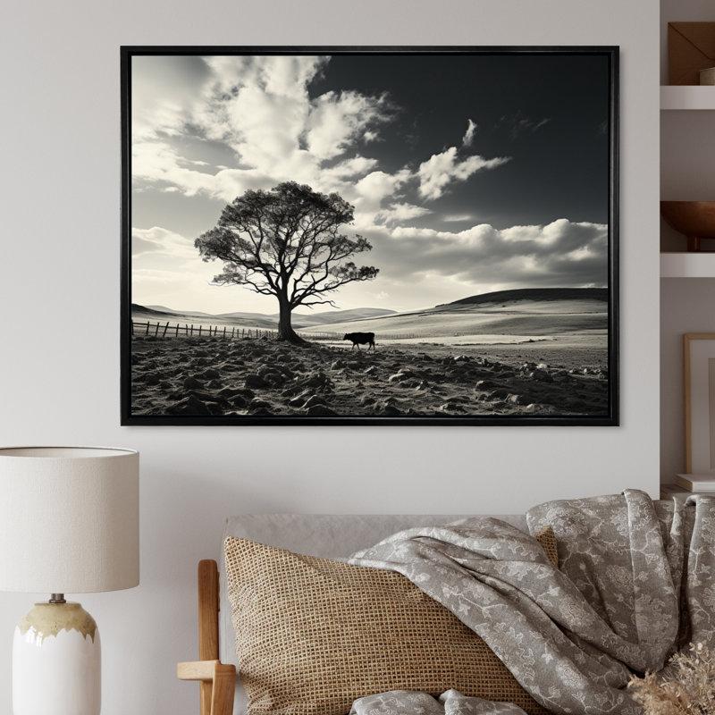 Bétail silencieux Horizon II - impression, H 16 po x l 32 po x P 1 po, Cadre flottant noir