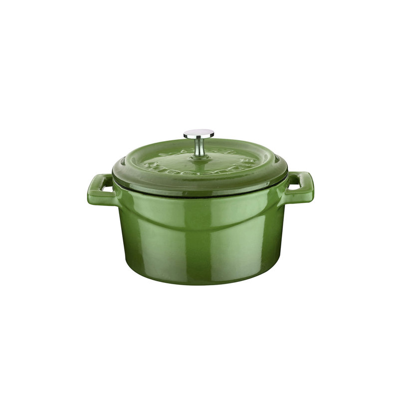 Casserole en fonte émaillée Lava 0,35 pte Rond avec couvercle tendance, Vert
