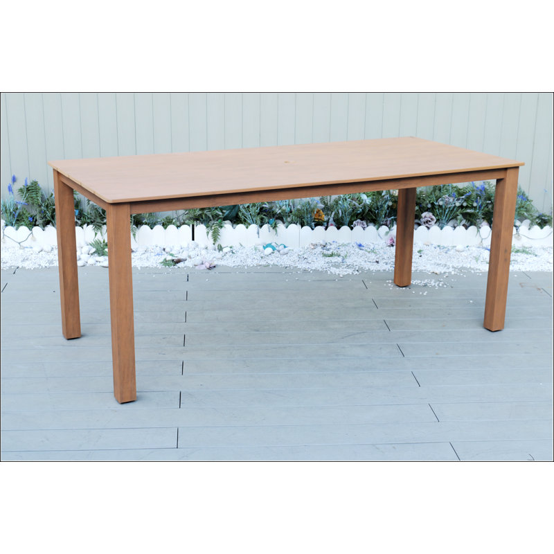 Table de salle à manger en bois imitation teck texturé pour l'extérieur, Teck