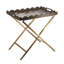 Table-plateau 23,5 po x 15,5 po x 24 po en MDF brun avec motif de cygne blanc et base en fer (table basse incluse)