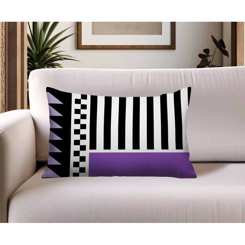 Oreiller rectangulaire réversible intérieur / extérieur Kaleido, Rectangulaire H 18 po x l 25 po, Mauve