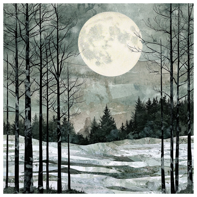 Full Moon Winter Landscape Shower Curtains Extra Long, 70in W x 84in H