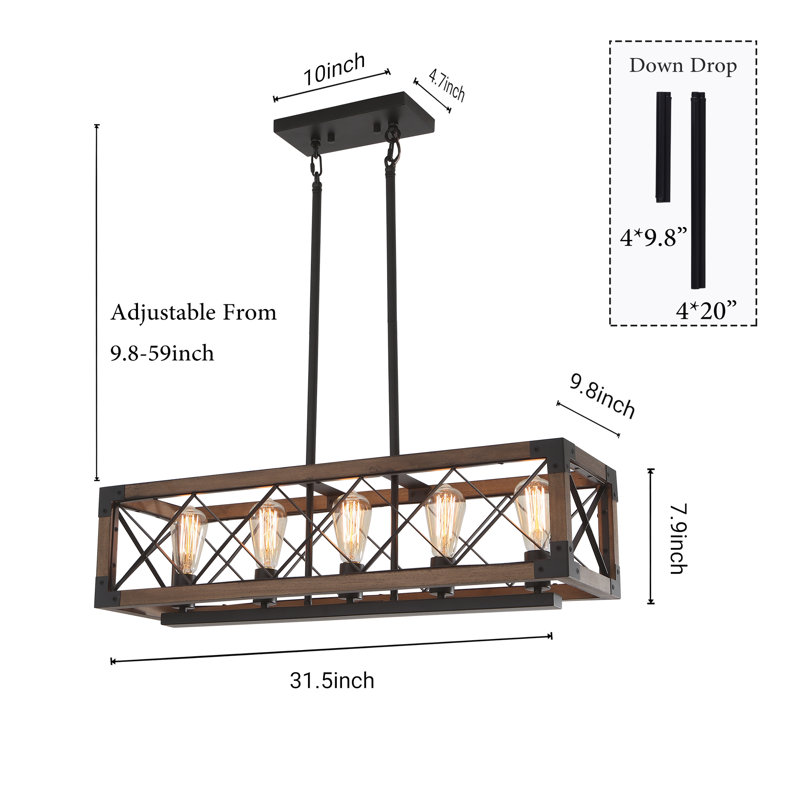 Alanzo 5 - Light Wood Kitchen Island Pendant