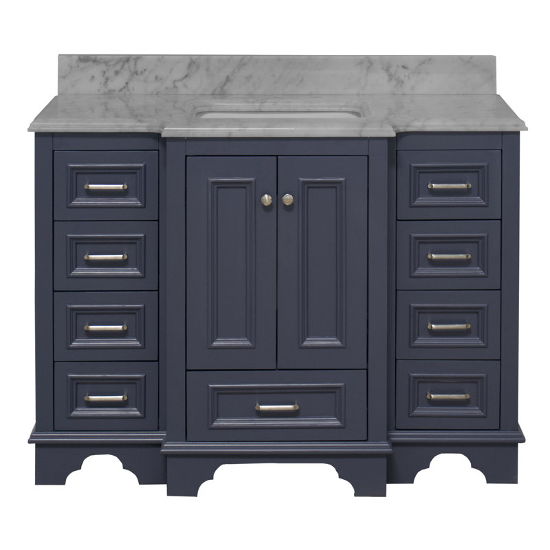 Ensemble de meuble-lavabo simple 48 po Loughlam, Blanc, Marbre de Carrare