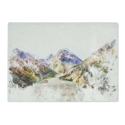 Tempered Glass Path Through the Mountains Chopping Board
