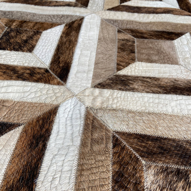 Pandora Plus Cowhide Geometric Area Rug, Rectangle 12' x 15'