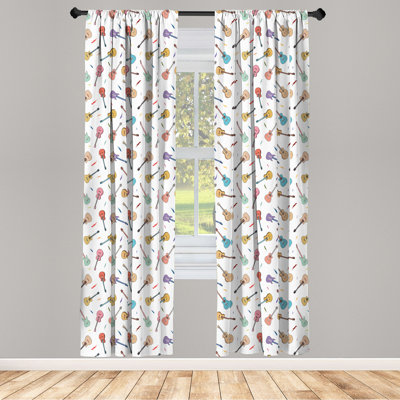 Guitar Semi-Sheer Rod Pocket Curtain Panels