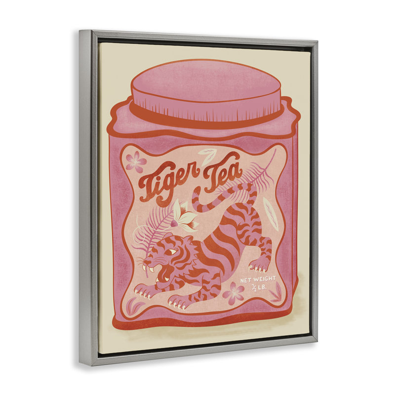 «Tiger Tea Traditional Style», art mural encadré sur toile flottante par Carrie Cantwell, H 31 po x l 25 po