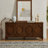 Mid Century Modern Sideboard with Symmetrical Geometric Accent, Adjustable Shelf, Walnut-246172921