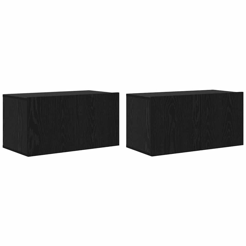TV Cabinet 2 Pcs 60 X 30 X 30 Cm Engineered Wood, Black
