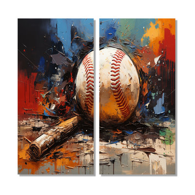Baseball Collage II - décoration murale moderne multicolore