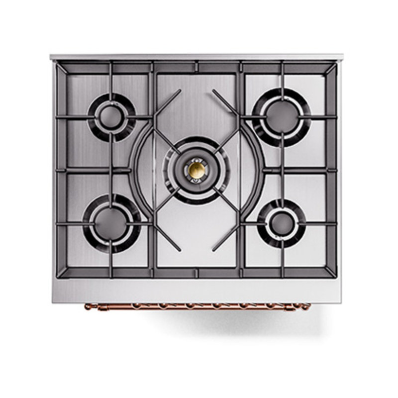 ILVE Nostalgie II Noblesse 30 in Dual Fuel Range, Stainless Steel/Copper, Natural Gas