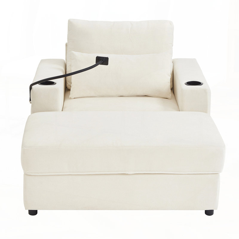 Versatile Convertible Sofa Chair with Ottoman and Storage for Small Spaces, Beige