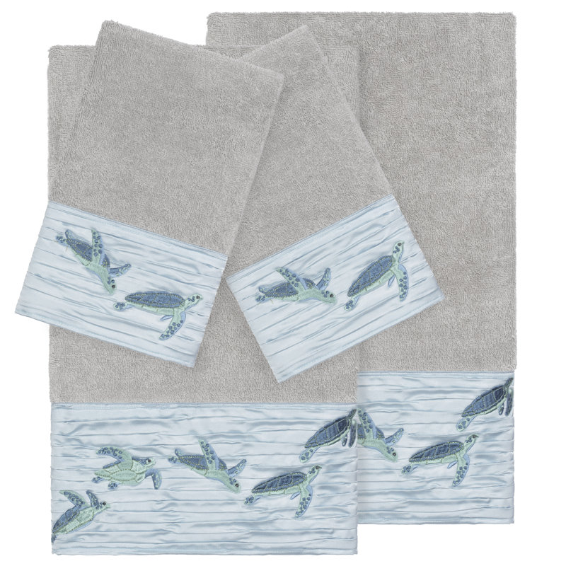 Ensemble de serviettes en coton turc 4 pièces Mia, Gris clair