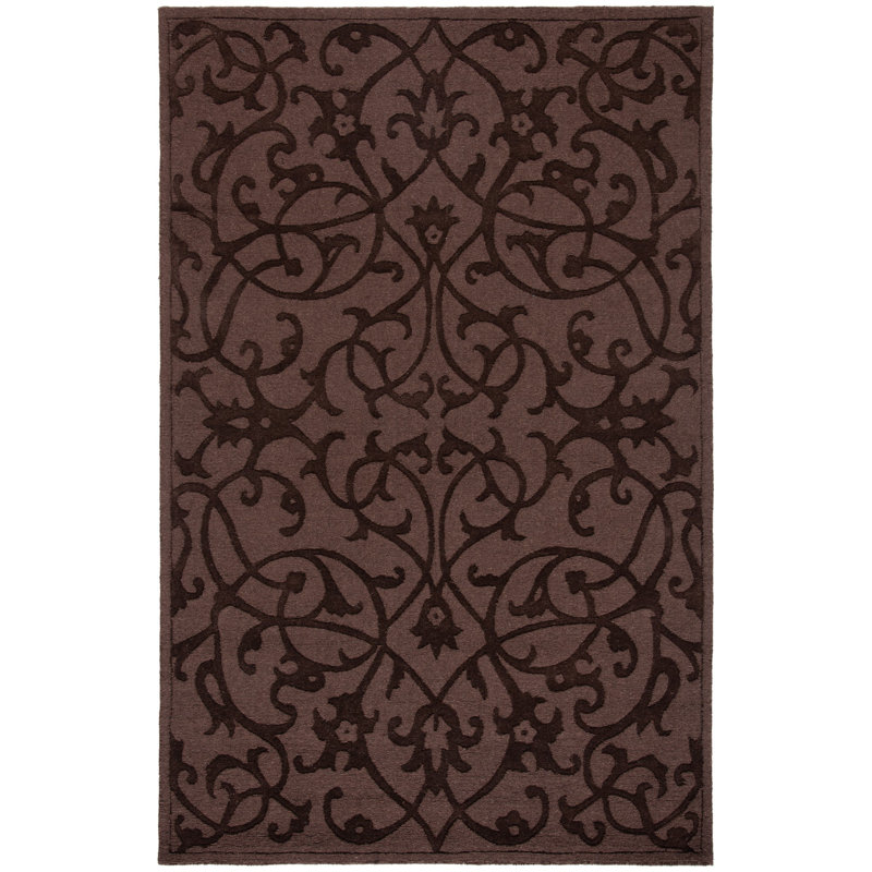 Soukup Hand Loomed Wool Floral Rug, Rectangle 5' x 8'