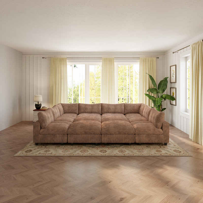 Canapé modulaire rembourré avec repose-pieds 12 pièces, Brown Velvet
