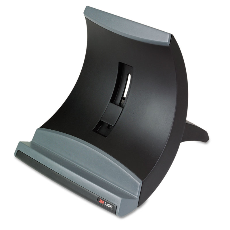 Adjustable Black and Silver Notebook Stand with Non-Slip Feet