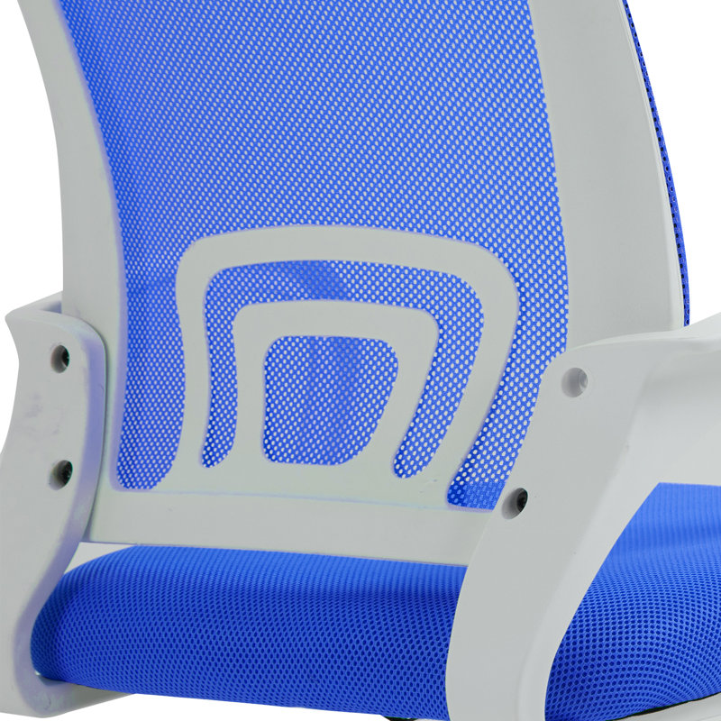 Chaise de travail en coton Dolence, Blanc, Bleu
