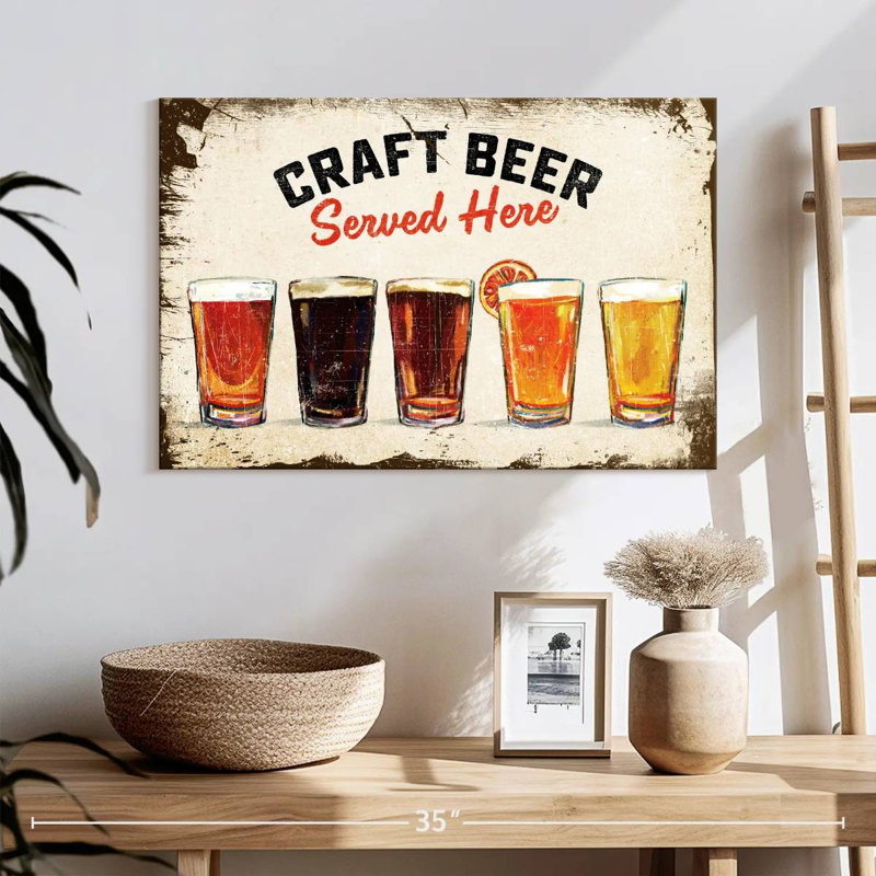 Plaque murale rétro «Craft Beer», H 16 po x l 24 po
