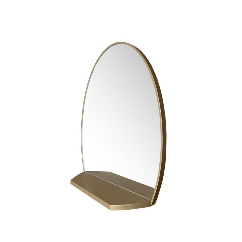 Olly-Jude Metal Oval Mirror with Shelves, Gold
