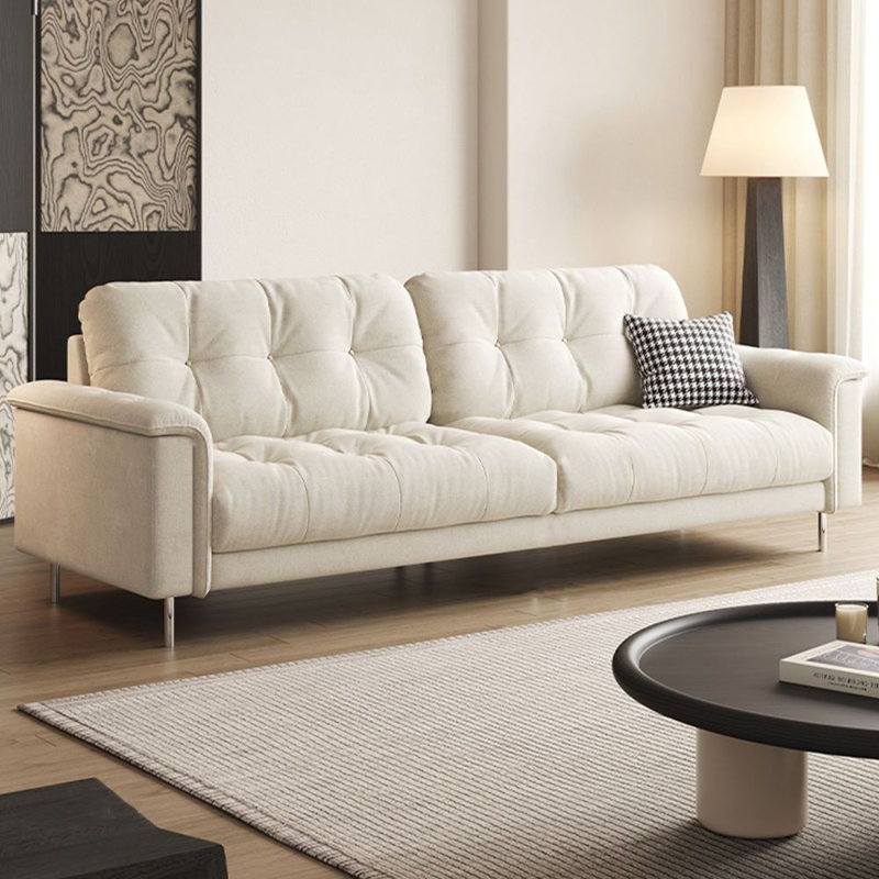 Creamy white Polyester Standard Sofa, 33.86" H x 74.8" W x 38.58" D, Creamy white