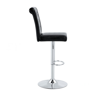 Ensemble de table de bar 2 pièces en verre moderne avec tabourets réglables, pieds chromés, chaises pivotantes en cuir PU, pour îlot de cuisine et bar pour la maison