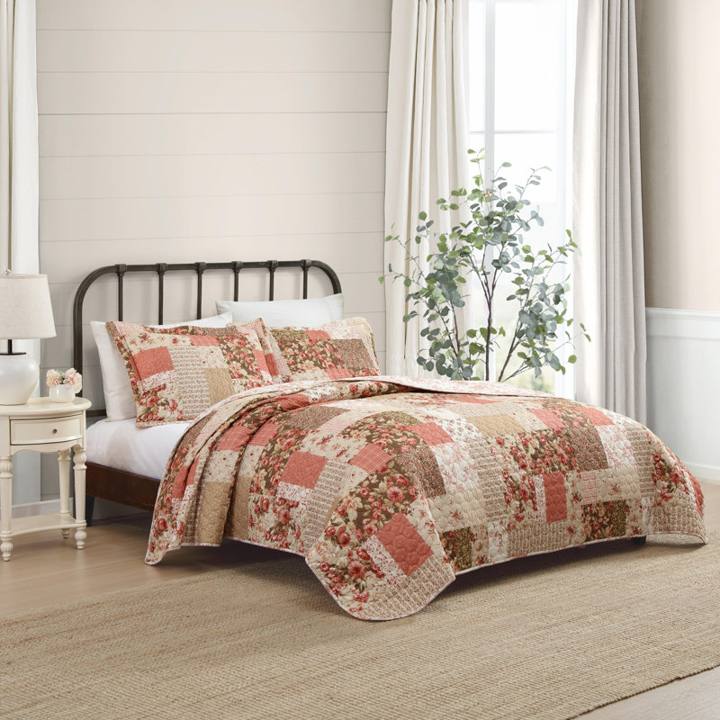 Ensemble de courtepointe réversible en coton Laura Ashley Harrietta, Courtepointe très grand et 2 très grandes taies 