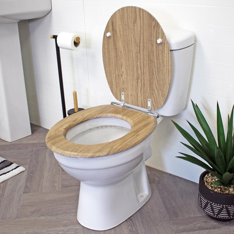 Sellman Soft Close Round Standard Toilet Seat, Rust Oak