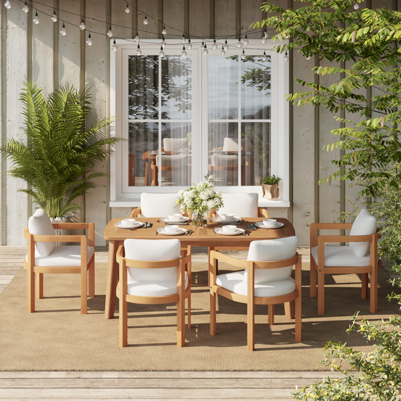Patio 6-person Dining Set With Cushions, 30.1" H x 62.9" W x 35.4" D, 6