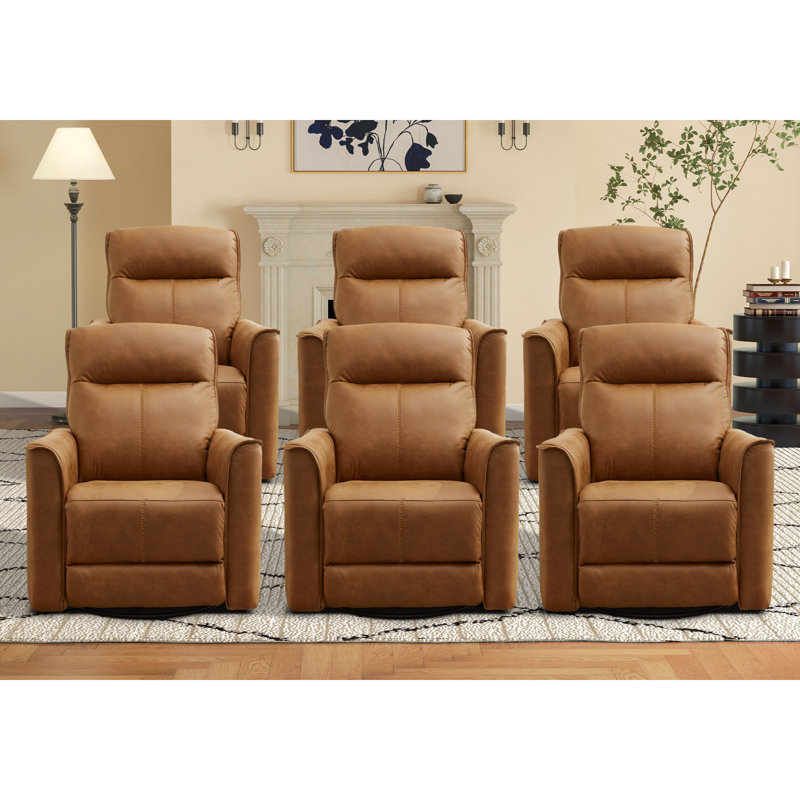 Siège de cinéma inclinable 31,5 po, Brun / microfibre / microsuède à coutures brunes