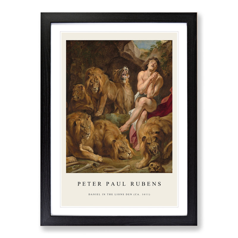 Daniel In The Lions' Den by Peter Paul Rubens - Single Picture Frame Print, Black Framed, 36cm H x 27cm W x 2cm D