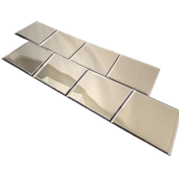 Reflections 8 in. x 8 in. Diamond Grade Glass Mirror Beveled Large Format Square Decorative Kitchen & Bathroom Wall Tile