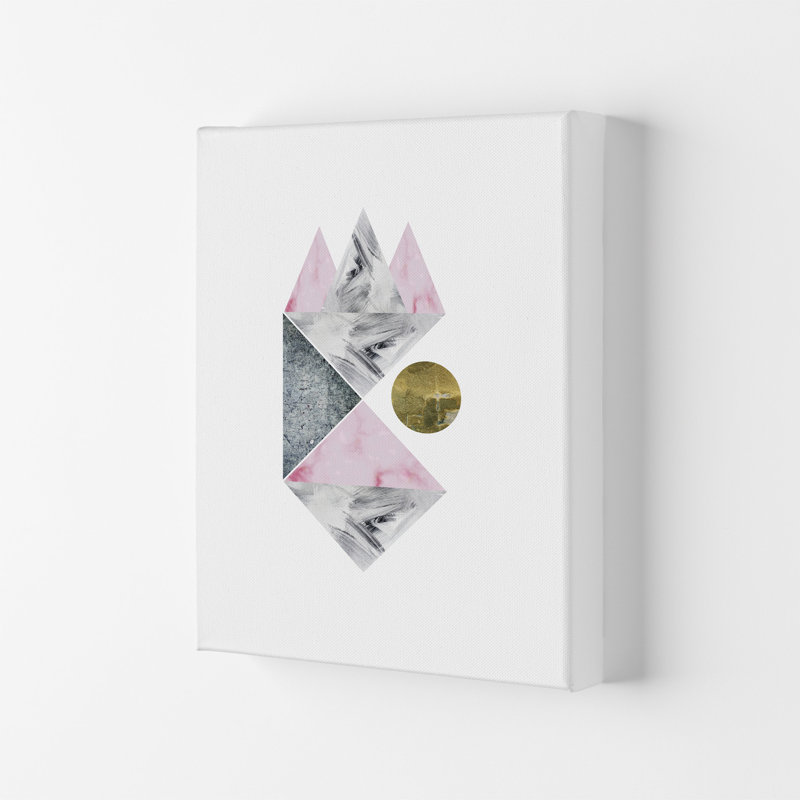 Luna Side Moon Pink And Grey Triangles Abstract by Pixy Paper - Print, Wrapped Canvas, 42cm H x 29.7cm W x 4cm D