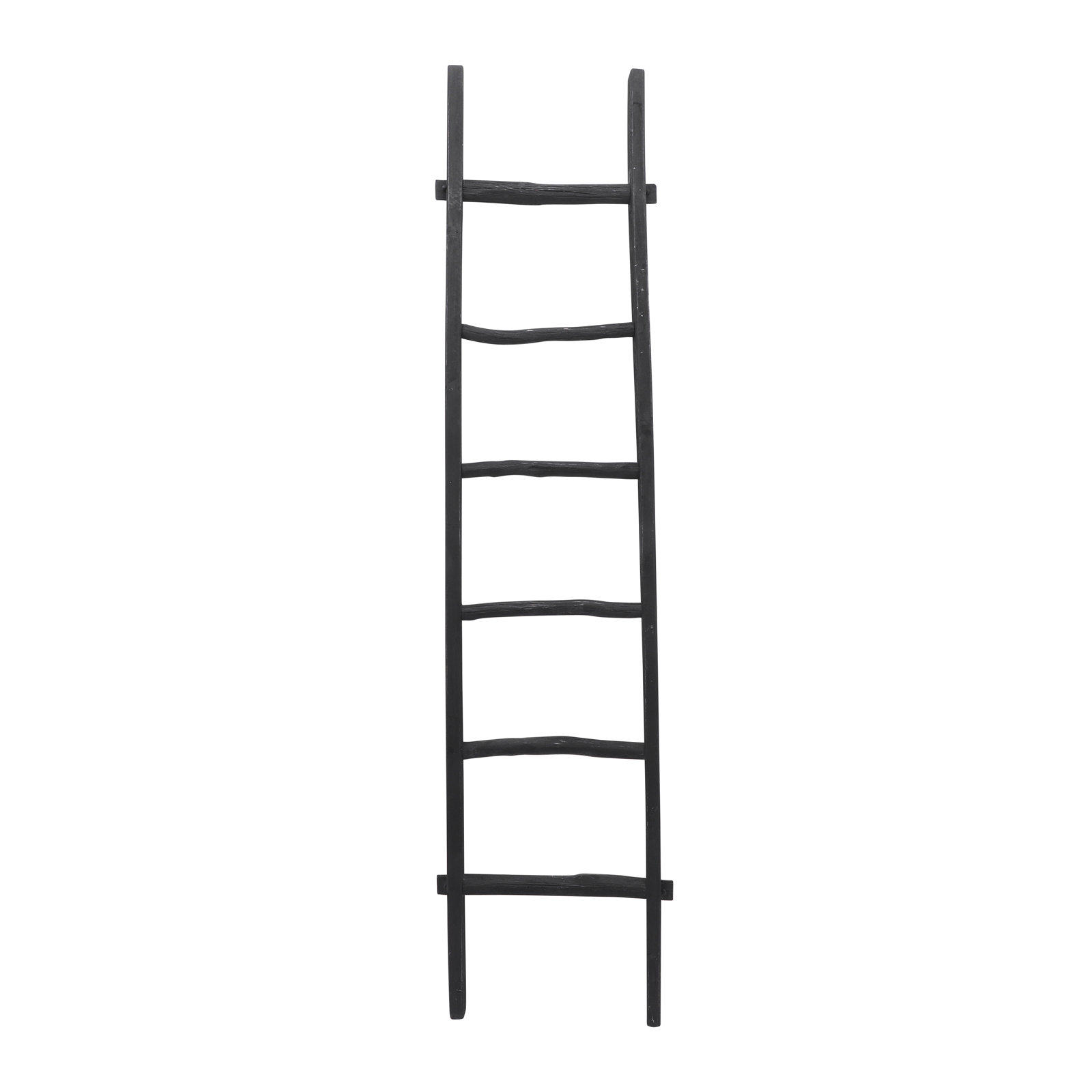 Rustic 6ft Tall Blanket Ladder, Decorative Freestanding Ladder For Storage - 19" x 2" x 76", Black