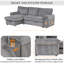 Canapé-lit modulaire Upholstery avec sacs de rangement et 2 porte-gobelets sur les accoudoirs-2030350841