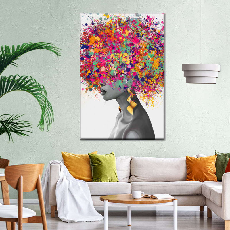 Impression sur toile Afro Hair Pop, H 12 po x l 8 po x P 1 po