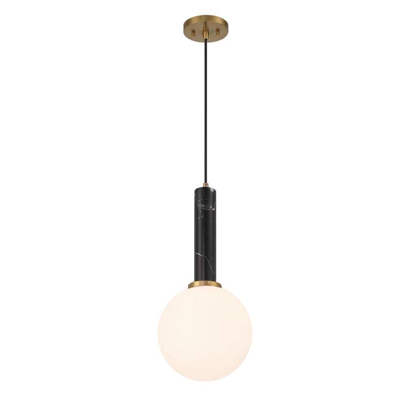 Luminaire suspendu 1 lumière Roumanie / noir / laiton, Noir/laiton